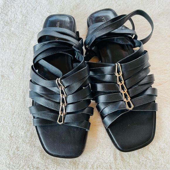 VINCE CAMUTO STRAPPY BLACK GLADIATOR LACE UP SANDALS SIZE 7.5 NEW - Picture 11 of 15